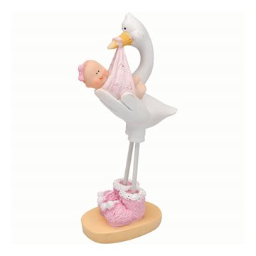 Stork figur Express Delivery pige 9,5cm barnedåb
