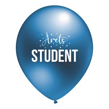 Balloner Årets Student blå metallic 30cm, 10 stk. studenterpynt
