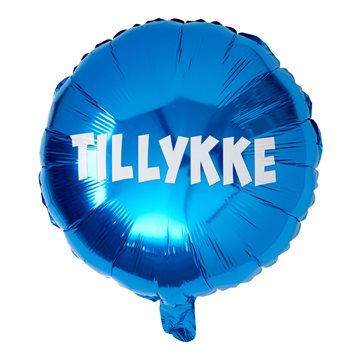 Folieballon Tillykke hvid/blå 35cm festartikler