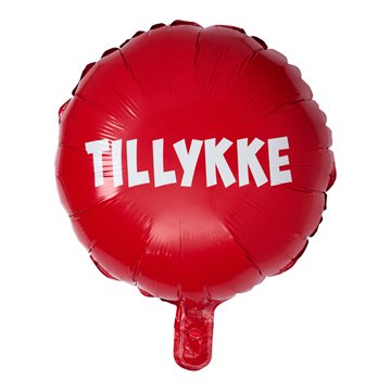 Folieballon Tillykke hvid/rød 35cm festartikler
