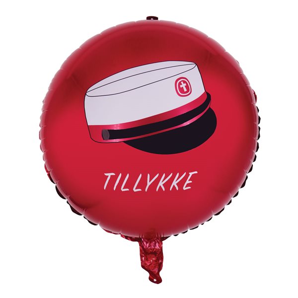 Folieballon Tillykke Student hvid/rød 44cm  studenterfest