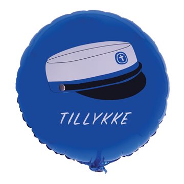 Folieballon Tillykke Student hvid/blå 44cm studenterfest