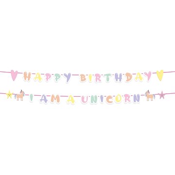 Guirlande Unicorn Enhjørning Happy Birthday 1,5m børnefødselsdag