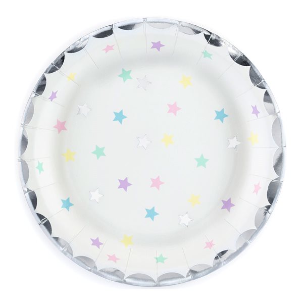 Paptallerken Unicorn Stars 18cm, 6 stk. engangsservice