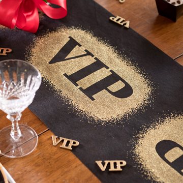 Bordløber VIP sort/guld 30cm x 3m bordpynt